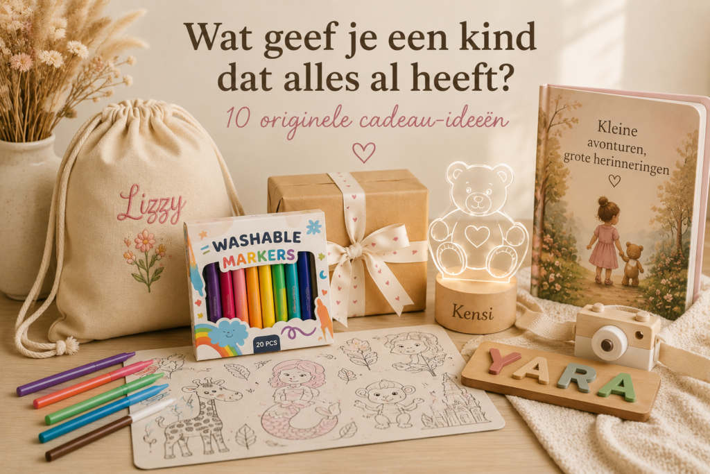 Cadeau-ideeën voor een kind dat alles al heeft met gepersonaliseerde cadeaus, kleurstiften en speelgoed