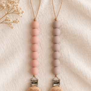 Mushie Speenclip Halo in Blush en Pale Taupe